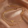 Gift Beach Double-Layer Titanium steel Fashion Jewelry Snake Chain Foot accessories Love Anklet