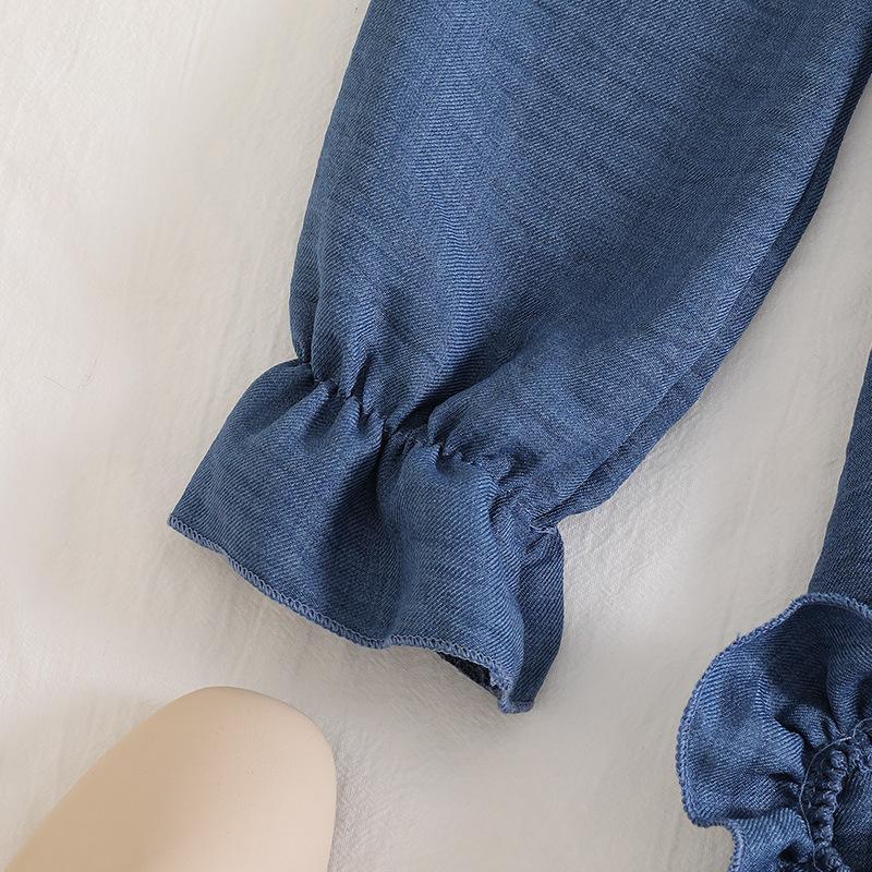 Платье для девочек Осень Новое Корейский стиль Западный стиль Кружево Длинный рукав Сладкая юбка Трехмерный цветок Платье принцессы