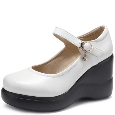 8,5 см Маленький размер 32-43 Модные туфли на плоской платформе с танкеткой Женские туфли Мэри Джейн Осенние туфли на высоком каблуке для офисного режима для мам