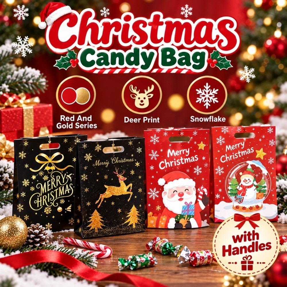 50Pcs PP Christmas Candy Bag Cartoon Style Christmas Gift Bag Christmas Party