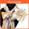 Elegant Alloy Flower Brooch With Rhinestones And Pearls Fashionable Women's Pin
