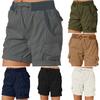 Women Shorts High Waist Adjustable Drawstring Cargo Shorts with Pockets Solid Color Summer Casual Shorts Daily Wear