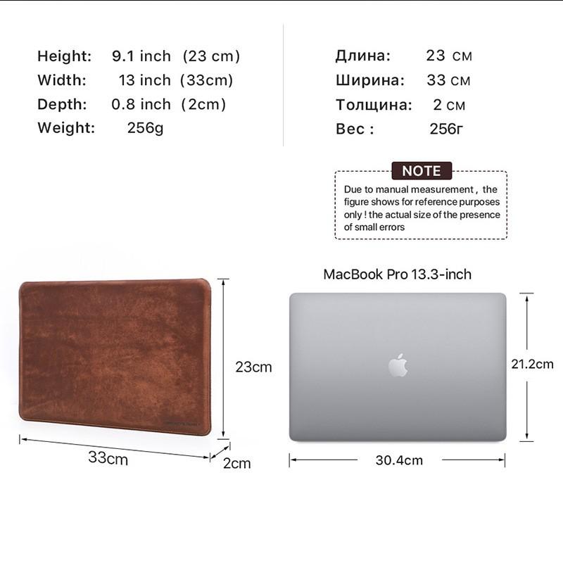 Leather Laptop Sleeve MacBook Air 13.6 Slim Minimalist Protective Case