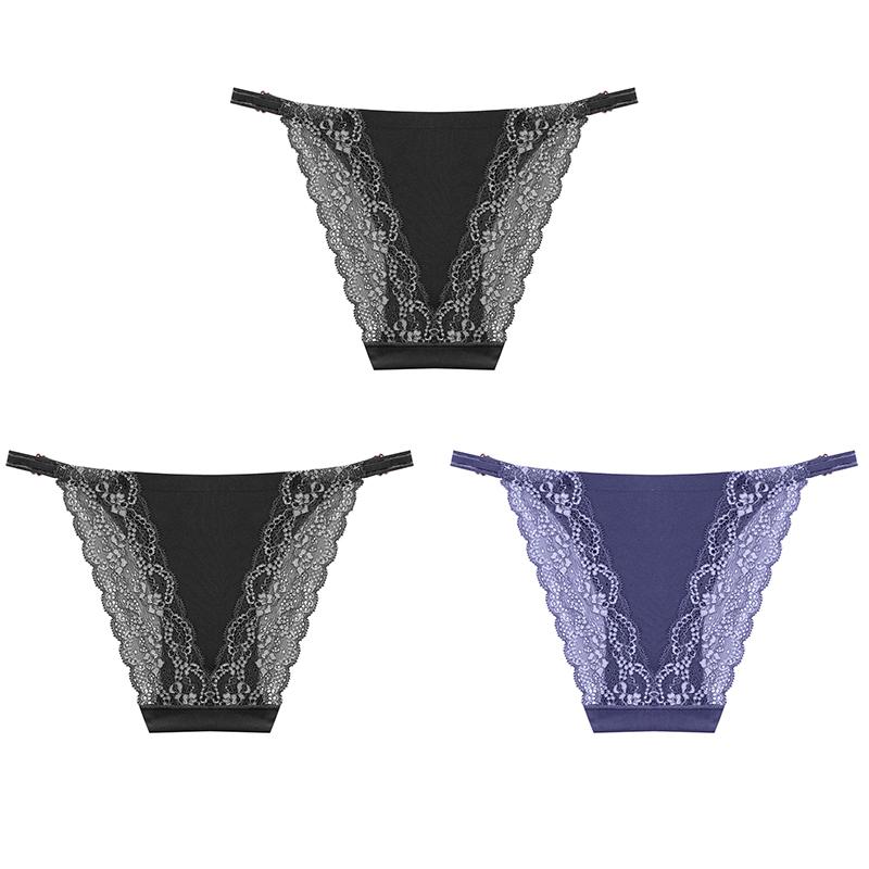 3PCS Sexy High Cut Breathable Panties V Waist Women Briefs Seamless Adjustable Strap Bikini Underwear for Women