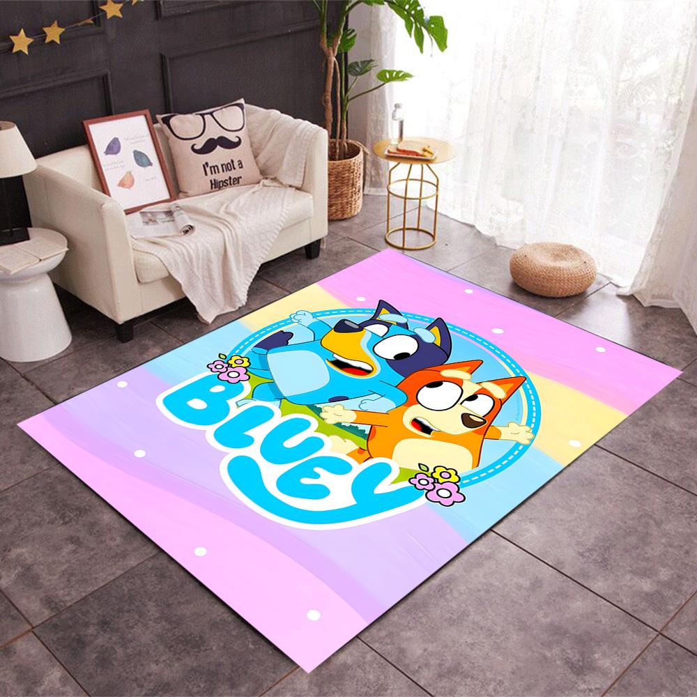 Bluey's Bus Adventure Themed Anti-Slip Rugs - Polyester Home Decor, Suitable for Bedrooms, Living Rooms, Doorways, Studios, and Decorations