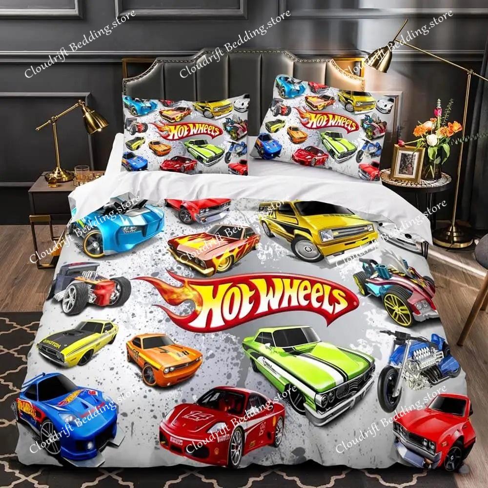3D-печатное постельное белье с изображением Монстр-трака Hot Wheel: пододеяльник, наволочка, комплект постельного белья Размеры: односпальный, полуторный, двуспальный, евро, кинг. Для декора спальни