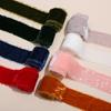 1 Roll Velvet Ribbon Frayed Edge Solid Color Ribbon Rustic Style Fringe Boho Gift Wrapping Ribbon for Bouquet Xmas Tree