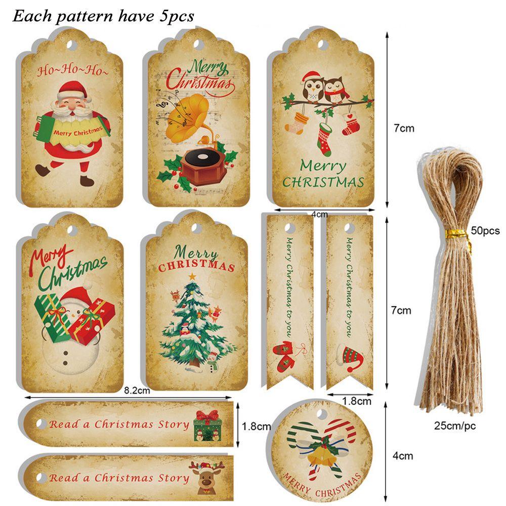 Упаковочные материалы из крафт-бумаги, подарочная упаковка Санта-Клауса, подвесные бирки, рождественские этикетки, рождественская бирка