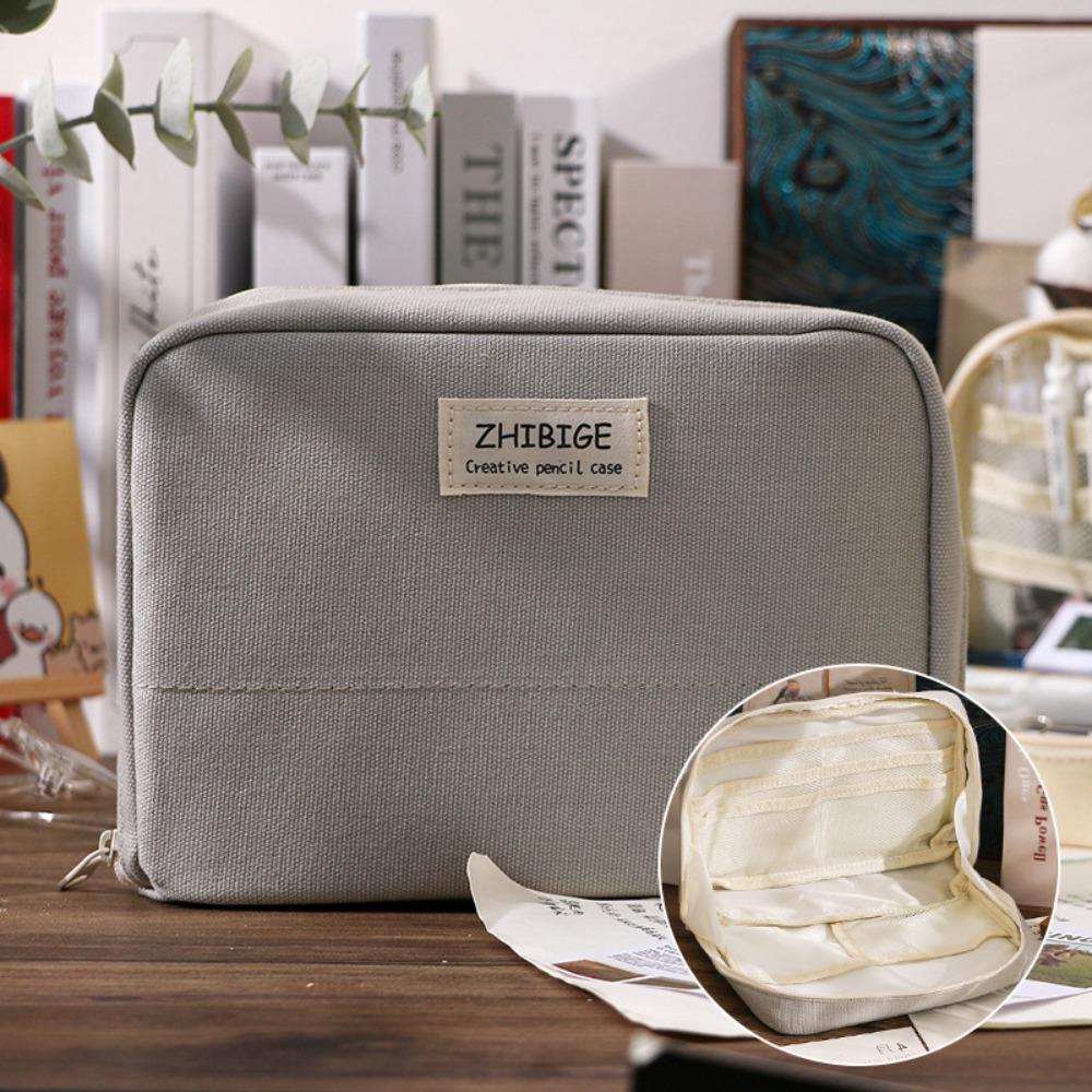 Multi-functional Pen Bag Canvas Stationery Storage Pouch Portable Pencil Case Student Gift