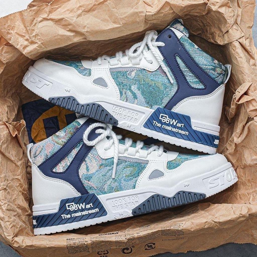 Мужские весенние новые дышащие высокие парусиновые туфли, модные спортивные и повседневные туфли с толстой подошвой и сетчатой подкладкой