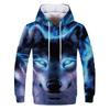 Spring Autumn Hooded Sweatshirt 3D Digital Printing Unisex Hoodies Men Women Wolf Fashion Loose Pullover
