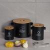 black recessed bamboo lid set, 2x4-piece with potato peeler