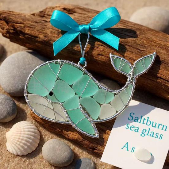 Yousheng Coastal Christmas Ornaments Ocean Themed Sea Glass Ornaments Acrylic Seahorse Dolphin Turtle Nautical Xmas Tree Ornament for Home Party Decor