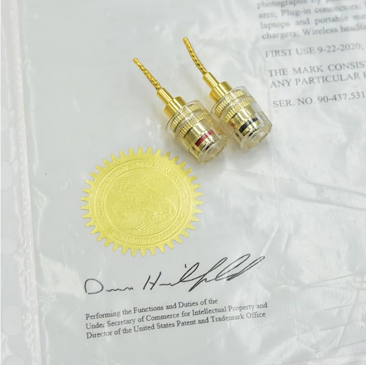 YIK TUNG Переходник для банановых разъемов 4 мм Банановые разъемы Позолоченные 24K Кабельный разъем-банан Игольчатый штекер Набор из 4 штук (красный и черный)