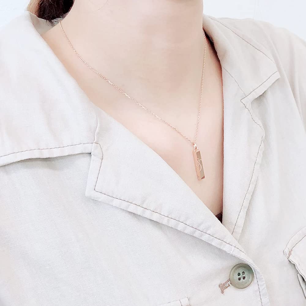 Парное ожерелье из хирургической нержавеющей стали 316L с квадратной колонной и бриллиантами, розовое золото, черный [белый клевер] & & & 4SUP055GO&4SUP055BK