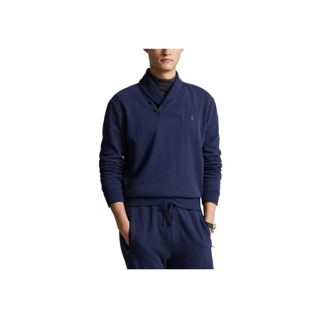 Polo Ralph Lauren Solid Logo Вышитый однотонный трикотажный свитер с круглым вырезом Мужской свитер Темно-синий MNPOKNI16822215-410