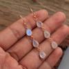 Женские серьги из лунного камня с розовым золотом, 100% стерлингового серебра 925 пробы, ювелирные изделия ручной работы