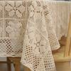Off White Tablecloth Gardenia Hollowed Out Knitted Large Table Cloth Lace Cotton Hemp Round Table Cover Background Decor Cloth