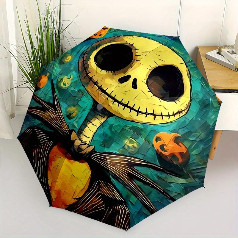 1 Auto Open Jack Skellington, Nightmare Before Christmas Themed Colorful 8-rib Portable Umbrella for Men and Women, A Compact Commuting Comp