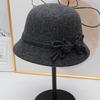 Middle-aged and elderly women's autumn and winter wool basin hat Chinese style disc flower bucket hat mother warm top hat retro temperament hat