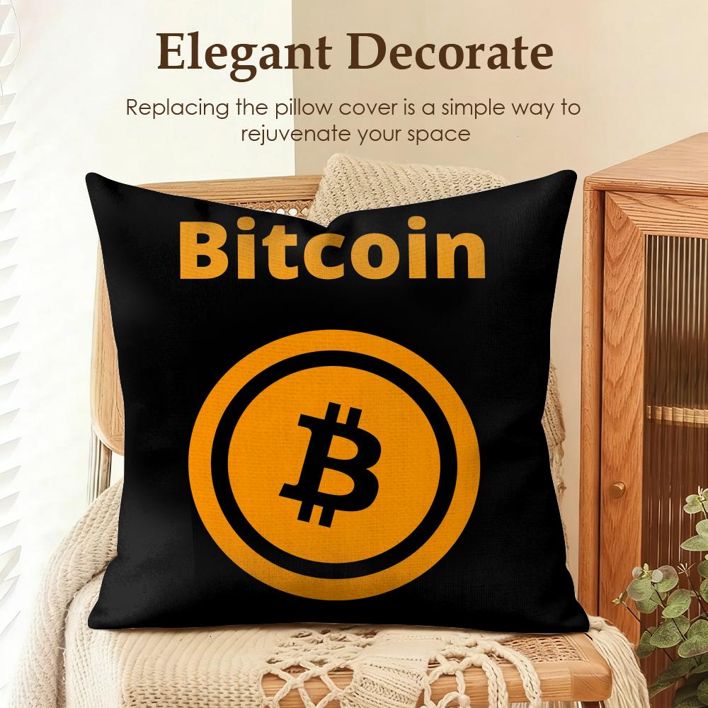 Bitcoin Btc Логотип Крутая Наволочка Натуральный Лен Органическая Ткань Двусторонняя Печать Диван Домашний Декор Подарок Наволочка