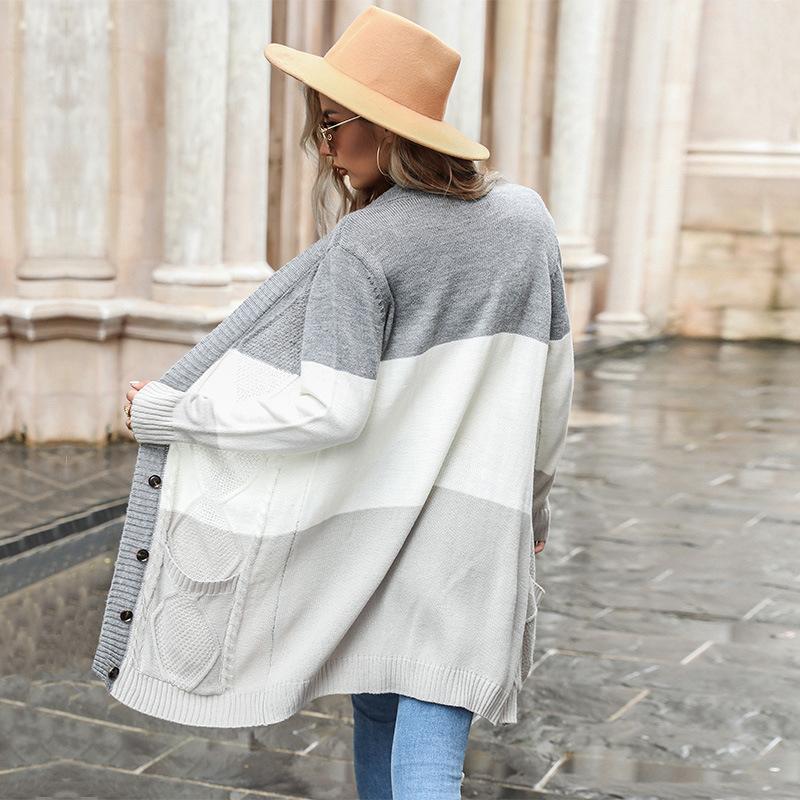 Женский новый длинный вязаный кардиган осень-зима 2023 г.