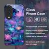 Stylish White Peony Flower Pattern Tempered Glass Phone Case for Huawei Nova 13 12 11 10 SE Mate 70 60 Pro Plus P60 P40 5G Cover