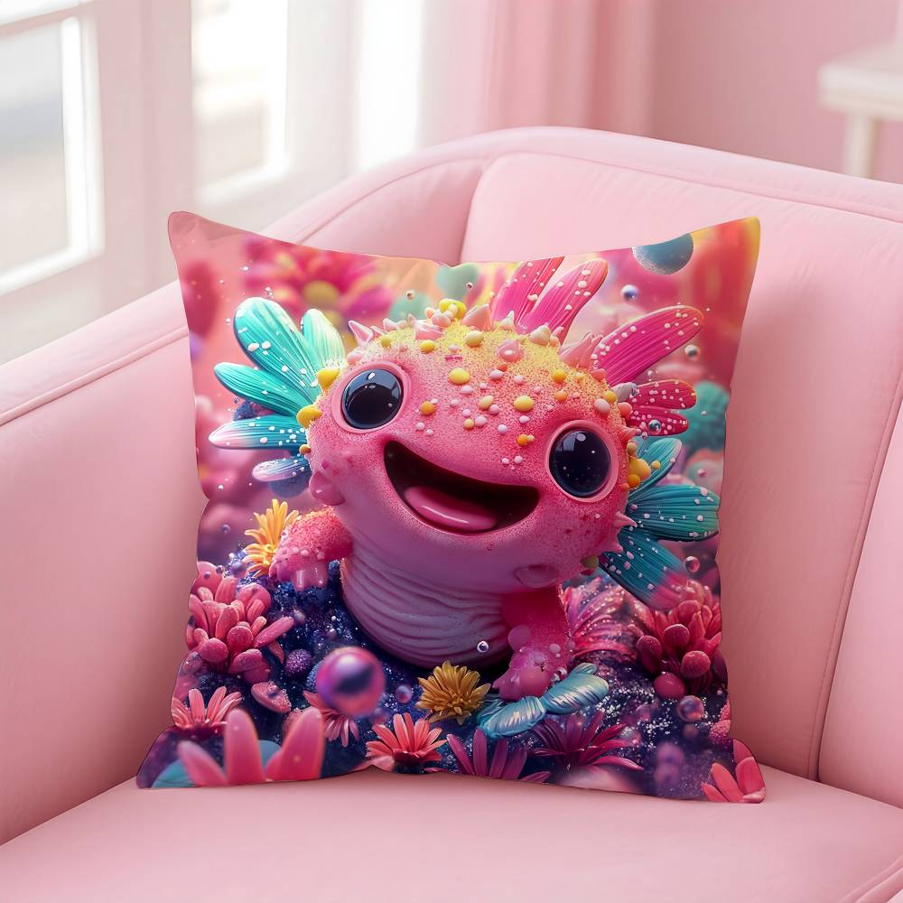 Cute Axolotl Pillow Case pattern printing pillowcase living room sofa cushion cover bedroom room decor