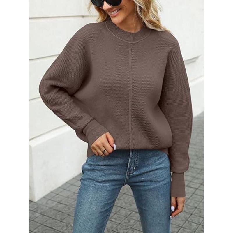 Женский осенне-зимний вязаный свободный джемпер с круглым вырезом