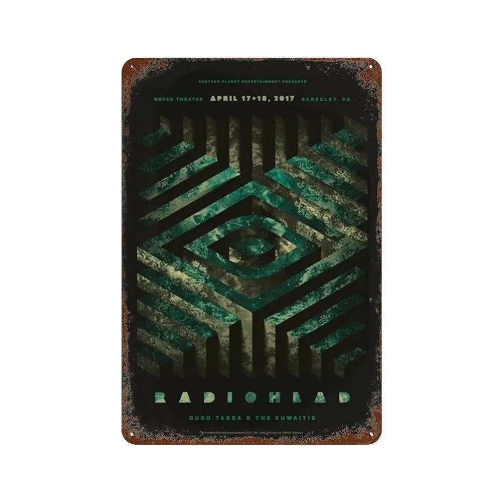Рок-группа Radiohead Music Art Poster Ретро Металлическая жестяная вывеска Винтажная табличка для дома, комнаты, бара, клуба, мужской пещеры, кафе, декор настенные тарелки