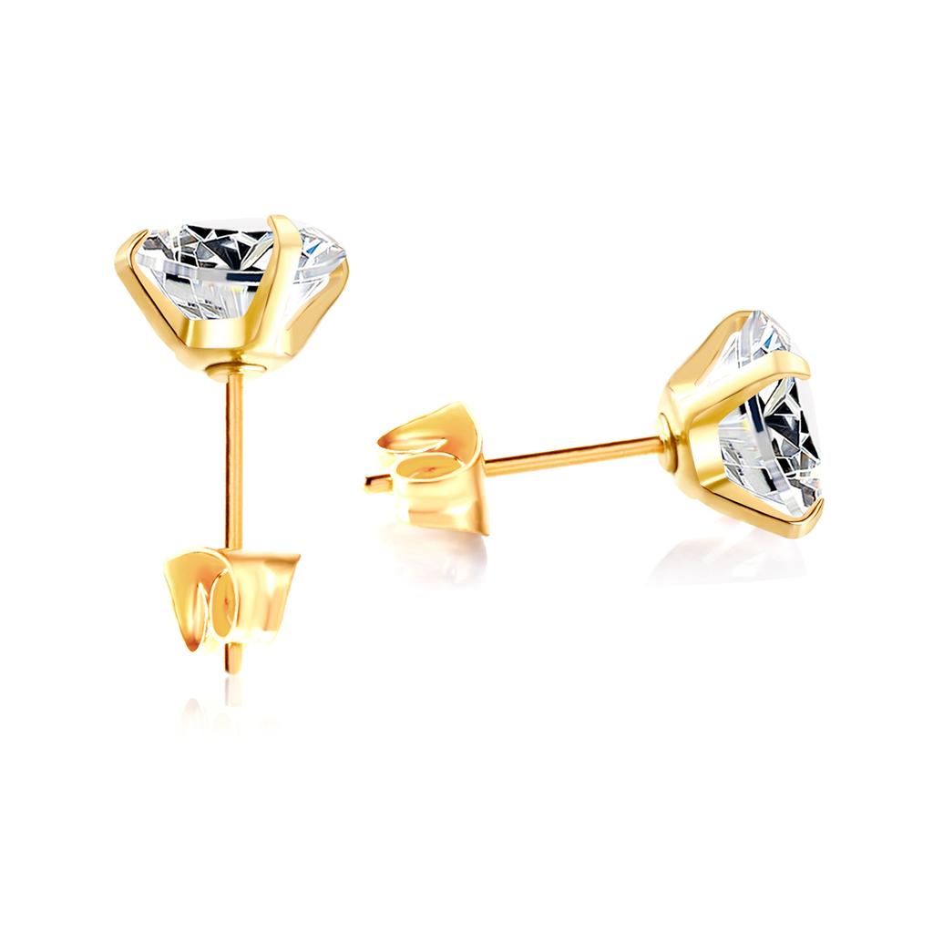 LUXUKISSKIDS 1pairs/2pcs Piercing Men Round Crystal Zirconia Stud Earrings Surgical Steel Jewelry Luxury Clear Rhinestone Unisex