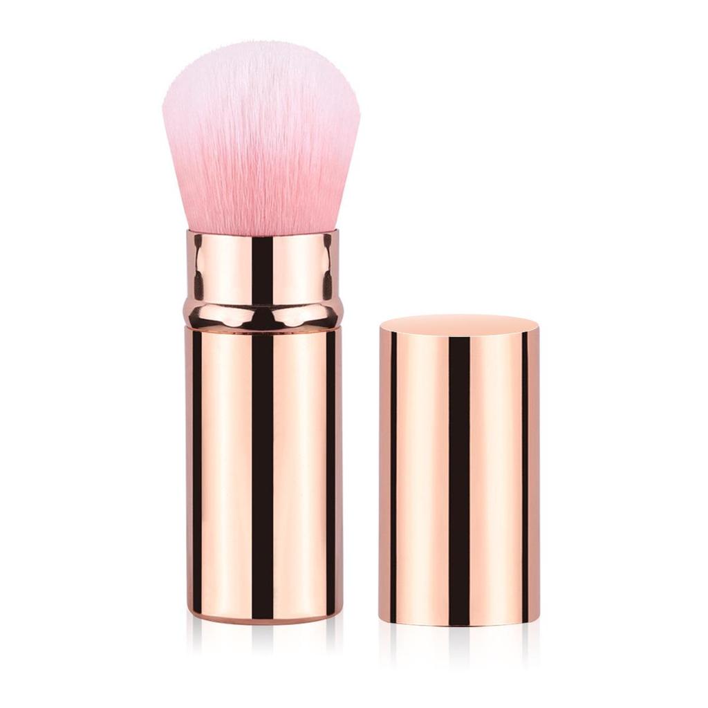Compact Retractable Travel Powder Brush - Soft Makeup Tool for Blush and Beauty Touch-Ups