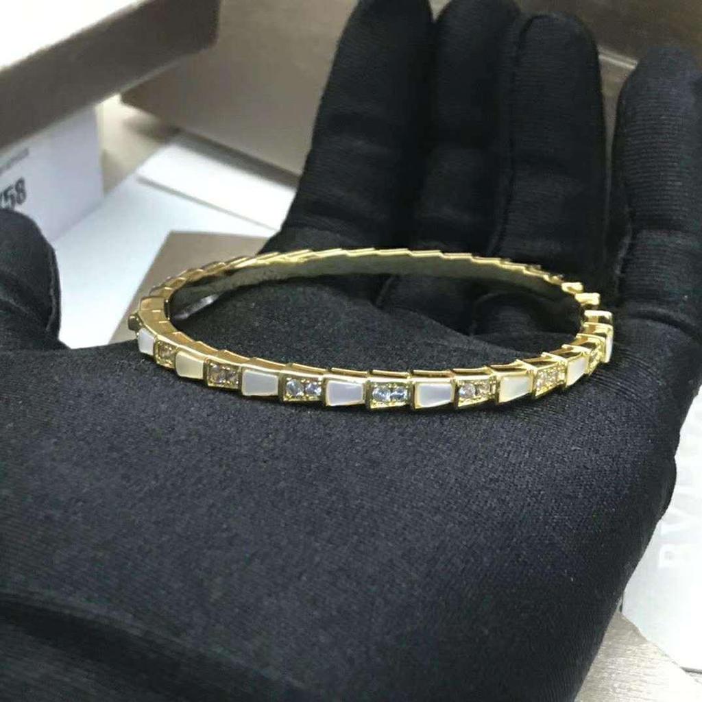 Браслет-змейка из стерлингового серебра с бриллиантами по всей длине, натуральным перламутром и агатом, цвета павлиньего пера для пар - Унисекс, европейский и американский стиль