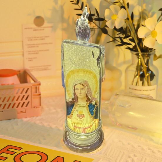 1/6 шт. светодиодные беспламенные молитвенные свечи мерцающие поддельные свечи молитвенные свечи Иисусовы религиозные чайные свечи украшения