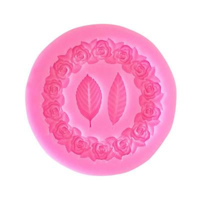 Форма для помадки в виде розового венка с листьями, силиконовые формы для выпечки на свадьбу, день святого валентина