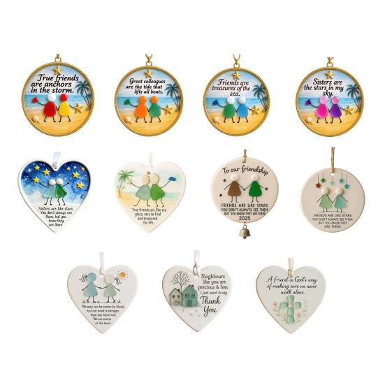 Sea Glass Art Friendship Ornament Handmade Sea Glass Christmas Tree Ornament TRUE Friends Are