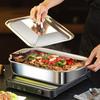 Stainless Steel Roasting Pan with Lid And Handle Heavy Duty Turkey Baking Broiler Tray High Sided Induction Roast Tray for Chicken Vegetable Lasagna