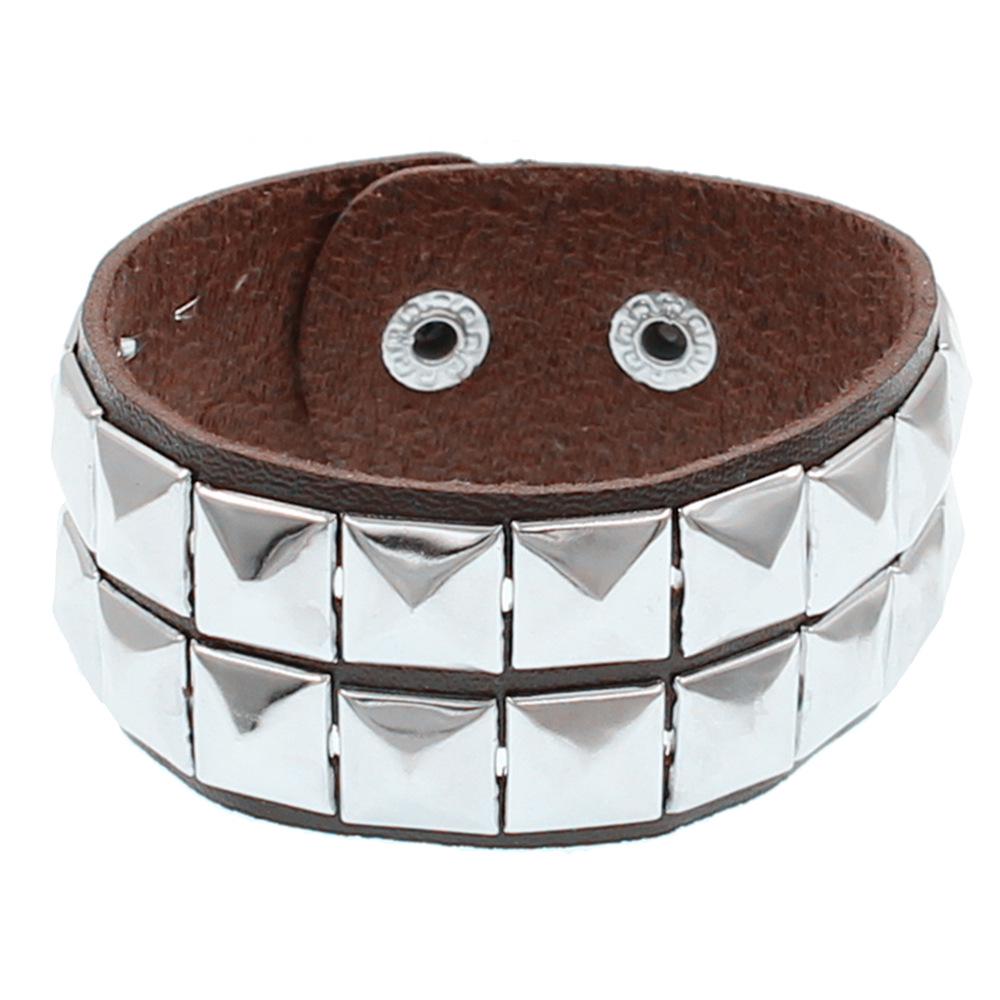 European & American Punk Street Style Rivet Bracelet: PU Leather Bangle
