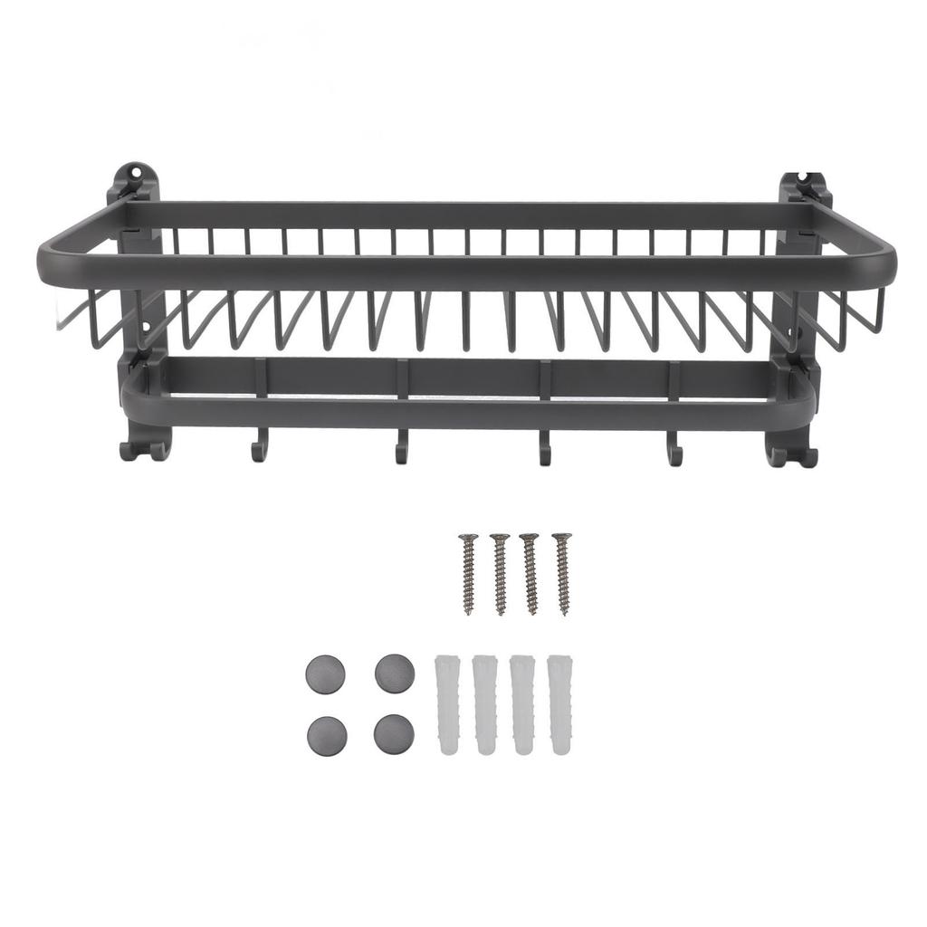 Foldable Towel Shelf with Towel Bars Hooks Punch Free Rust Resistant Space Aluminum Bathroom Towel