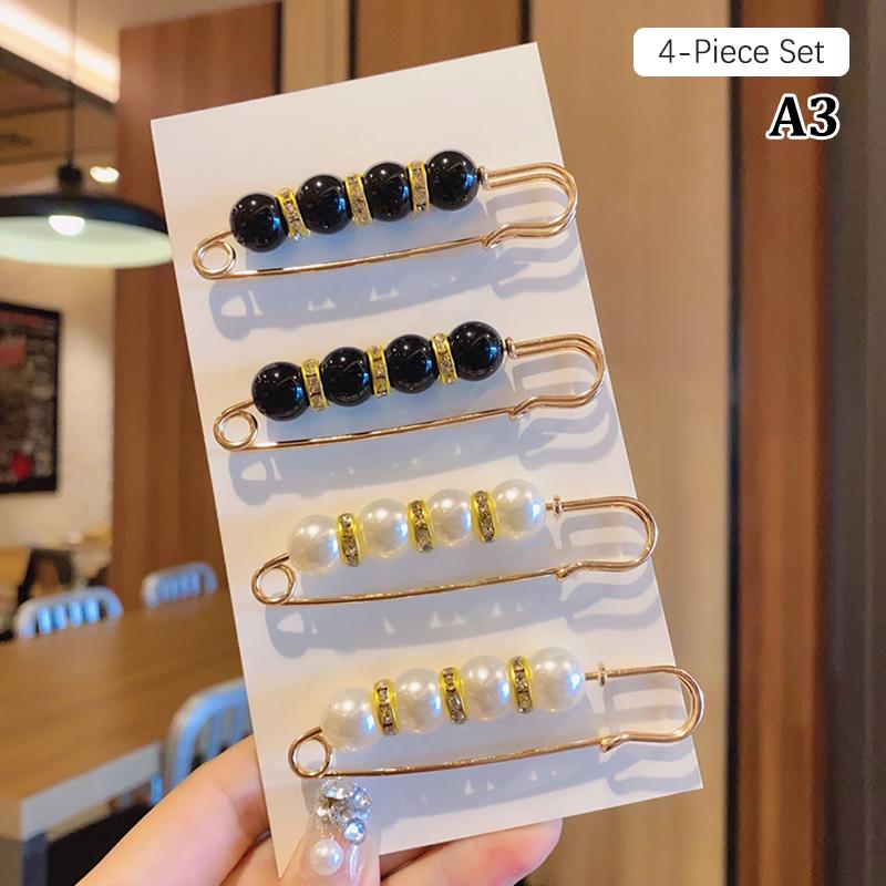4/6Pcs Women'S Clothing Brooch Set Pearl Brooch Tightening Waist Pin