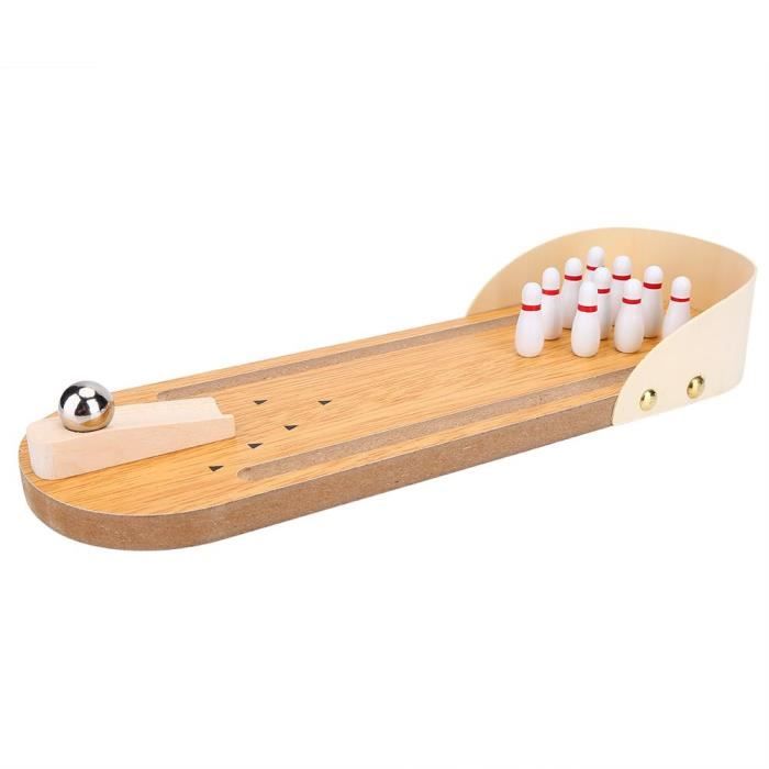 Jeu de société - Mini Jeu de Bowling en Bois - 295x100 mm - Pour enfants à partir de 3 ans - Intérieur