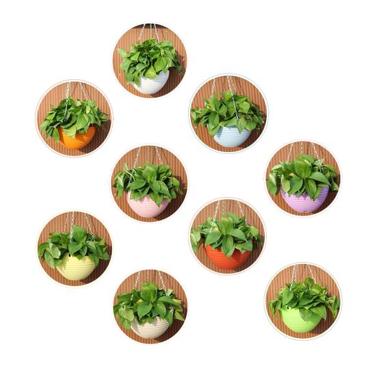 Подвесной цветочный горшок-кашпо с дренажным отверстием, цветочная корзина с металлическими подвесными цепями для домашнего сада, крыльца, балкона, декора