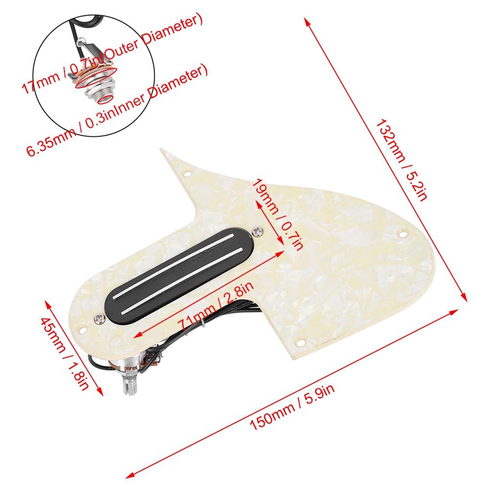 Dual Rail Mandolin Pickguard Loaded Prewired Pickup A500k B500k Potentiometer (Yellow)