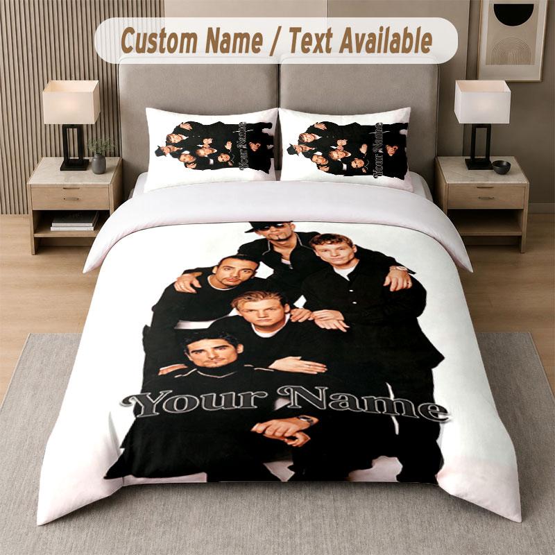 Custom Bedding Set Backstreet Boys Pattern, Print Name Text 1 Duvet Cover plus 2 Pillowcases Home Textile