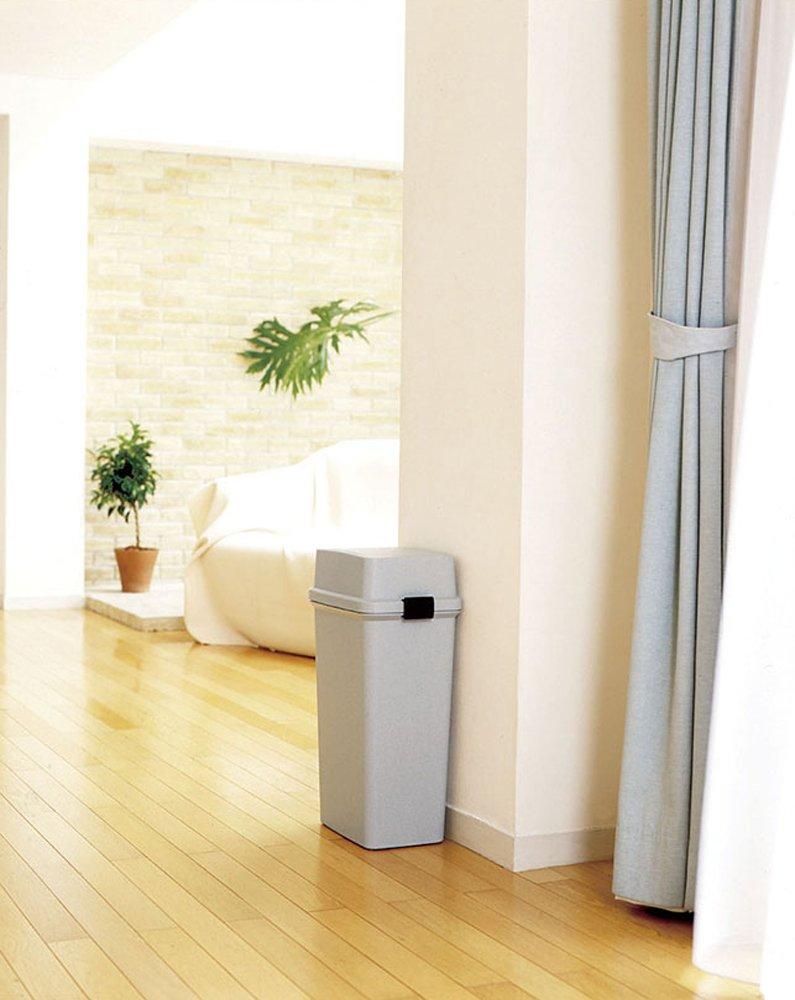 Мусорный бак Shinki Gosei Tombo Fab Push объемом 35 литров с крышкой и выдвижным механизмом, серый, ширина 37 x глубина 25 x высота 7 см, произведен в Японии