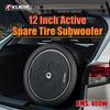 Car Spare Tire 12 Inch Active High Power Rated 400W Subwoofer Amplifier Car Audio Upgrade Installation In The Trunk Of The Car