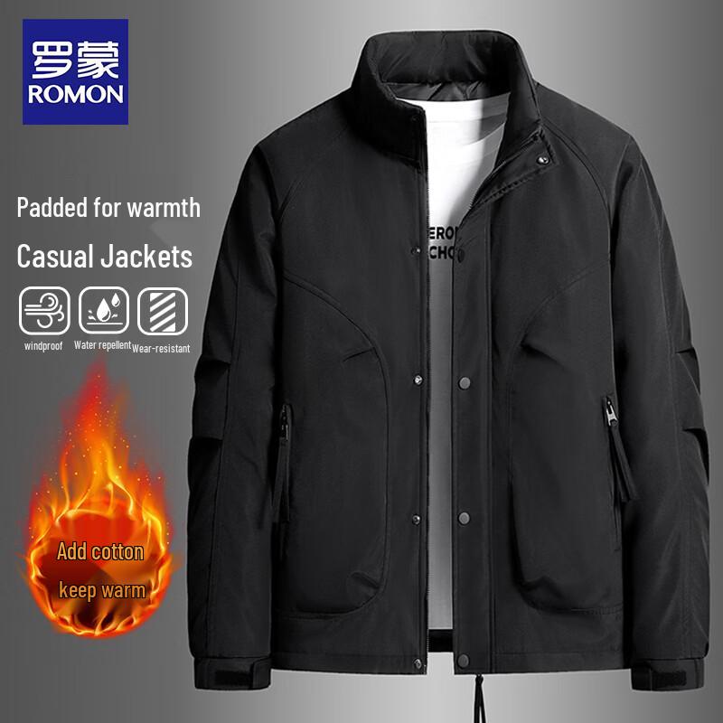 ROMON Men's Windproof Thermal Stand-Collar Commuter Jacket