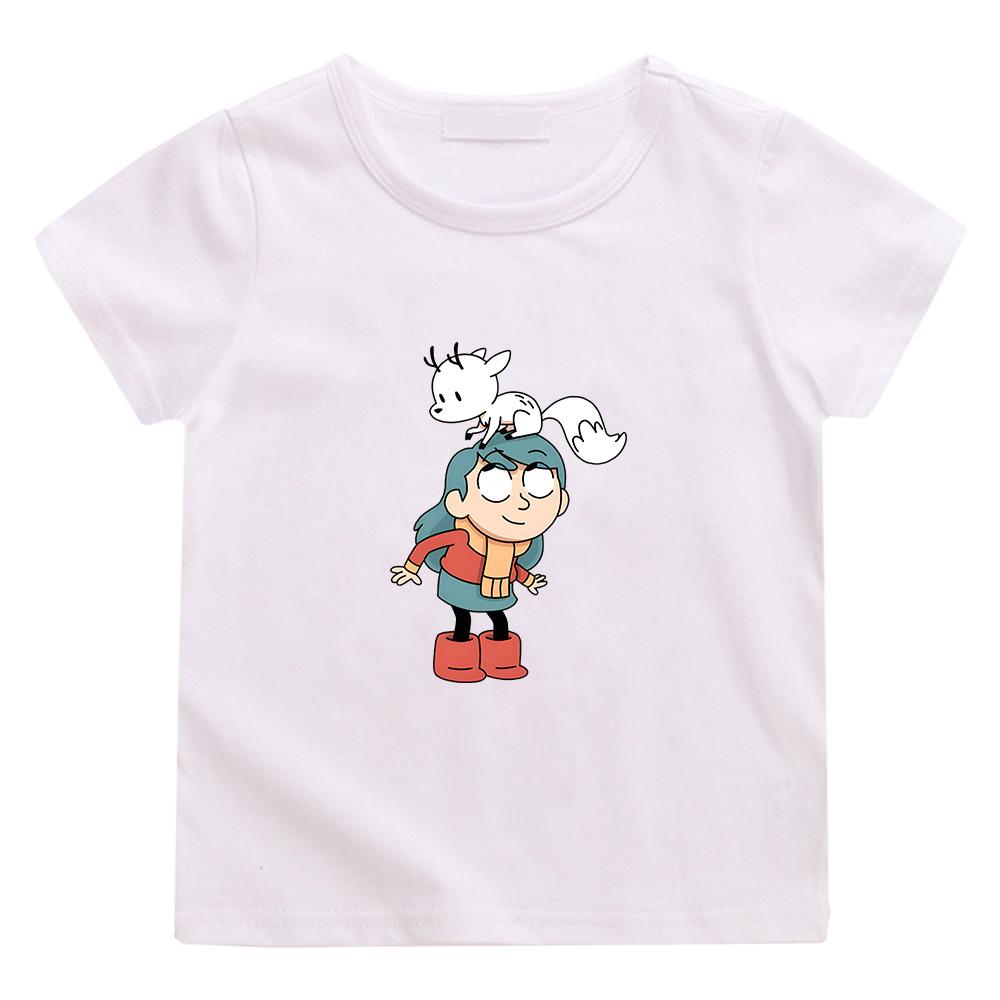 Hilda and Twig Play Together Anime Print Tshirt Cute Girls Boys Kawaii Children Tops Summer Creative Trends Tees Cotton Clothes