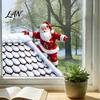 Santa Claus Static Decal Christmas Climbing Window Cling, Roof Seasonal Clings Decal, Reusable Decorative Glass Sticker for Holiday Party Cling
