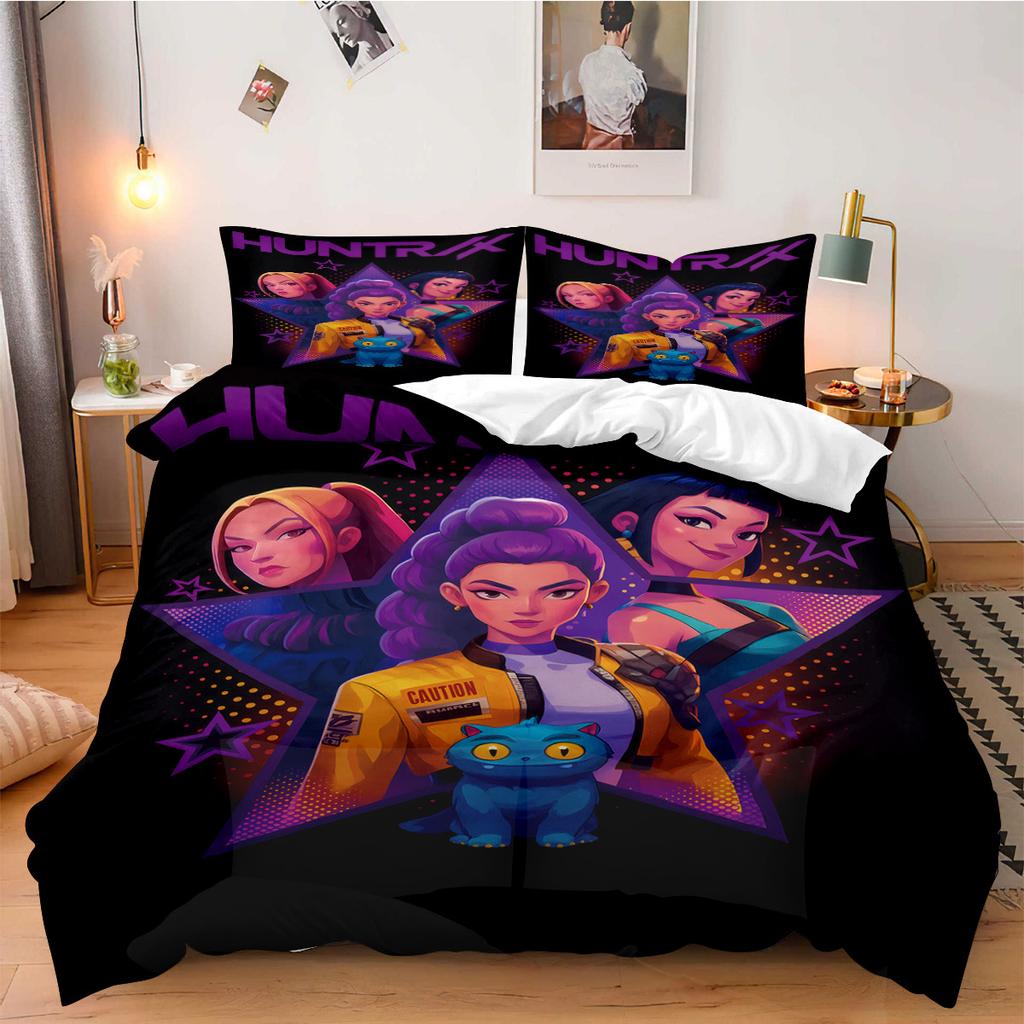 Комплект постельного белья K-Pop Demon Hunter для фанатов, для детей, машинная стирка, прочный, размер кинг, квин, твин, для K-pop девушек, домашний декор для спальни